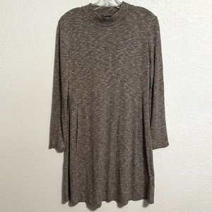 Madewell City Block Mock Neck Long Sleeve Marled Knit Dress Grey F6711 Size S